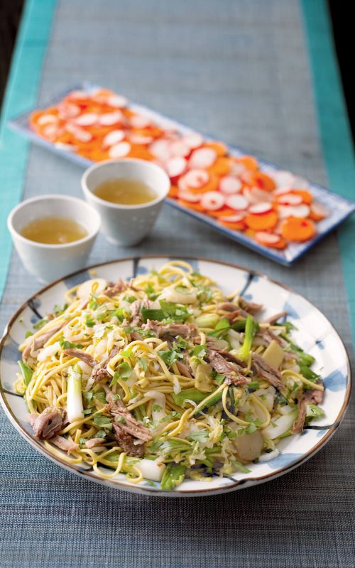 duck and spring onion noodles